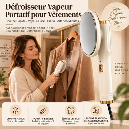 👔 50 % DE RÉDUCTION MAINTENANT ! Défroisseur vapeur portable en matériau résistant – Défroissage et séchage 2 en 1, élimine les plis en quelques passages, sans planche à repasser, pour vêtements et rideaux
